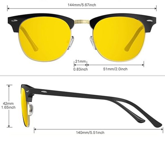 LP NWT Black Gold Yellow UV Blocking Night Vision Driving Anti-Glare Glasses - Picture 4 of 6